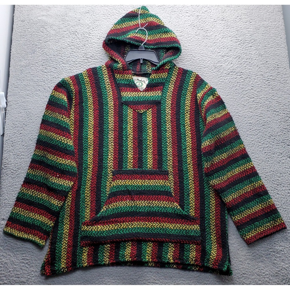 Baja Joe Surfer Sweater Mens 2XL Multi Skater Drug Rug Kangaroo Pocket Pullover‎